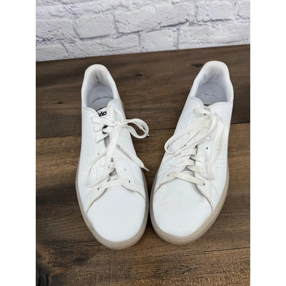 Adidas Advantage Ecogrind Men's White Low Top Sneakers‎ Shoes White/Navy Sz 10.5